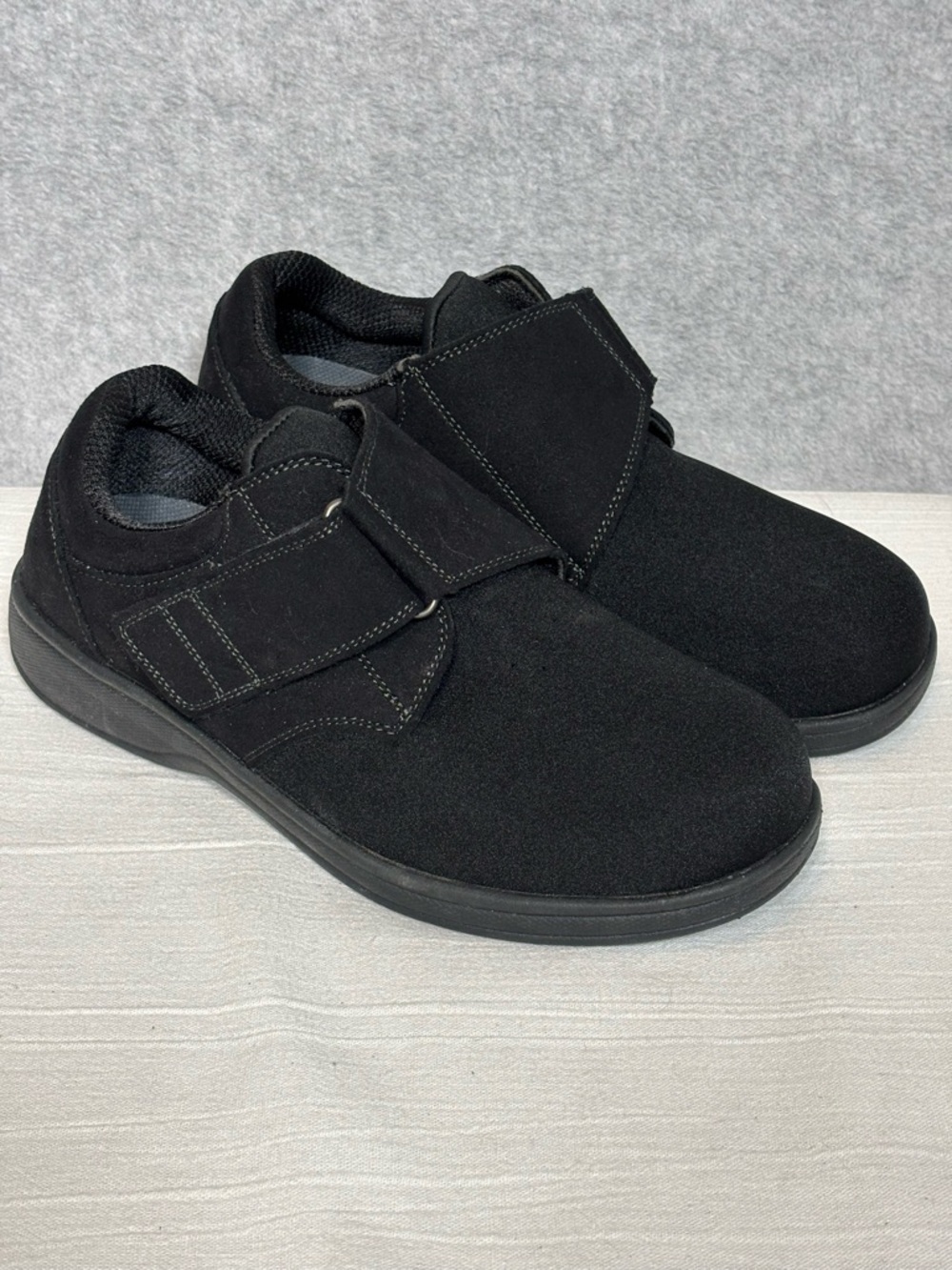 Orthofeet Bismarck Orthopedic Stretchable Casual Shoes-Black-Men 8.5 Extra Wide